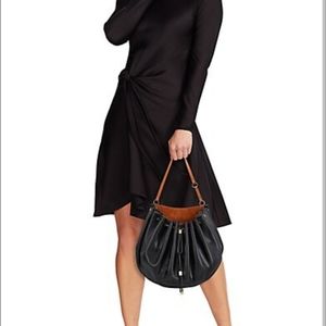 NWT Ulla Johnson PALOMA RUCHED Black/Brown Leather Drawstring HOBO BAG-$995